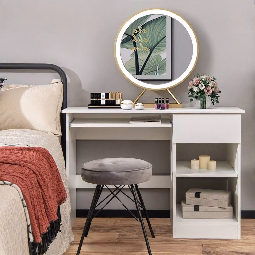 Kelvenix Modern Computer Desk in White with Grommet and Single Pedestal, W/D/H: 108 x 29 x 75 cm – 2