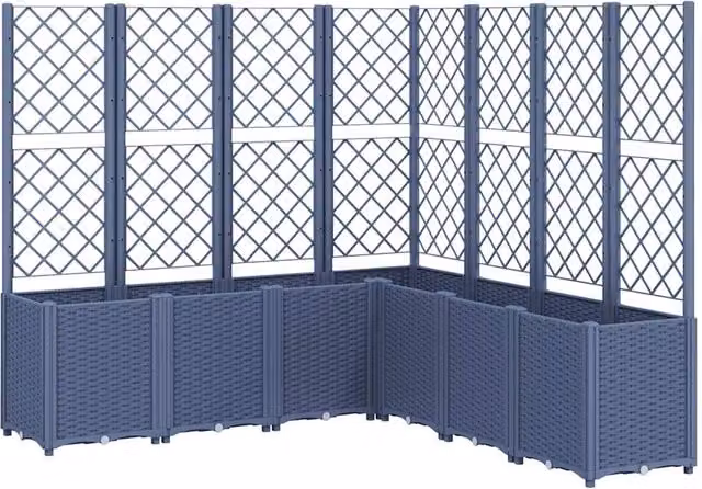 Berkfield Home Garden Planter with Trellis in Blue and Grey, W: 160 cm, D: 160 cm, H: 140 cm – 1