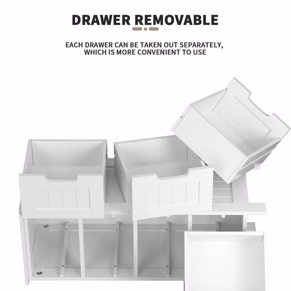 KORVIXA 4 Drawer Wooden Bathroom Storage Cabinet, White, W: 60 cm, H: 60 cm – 2