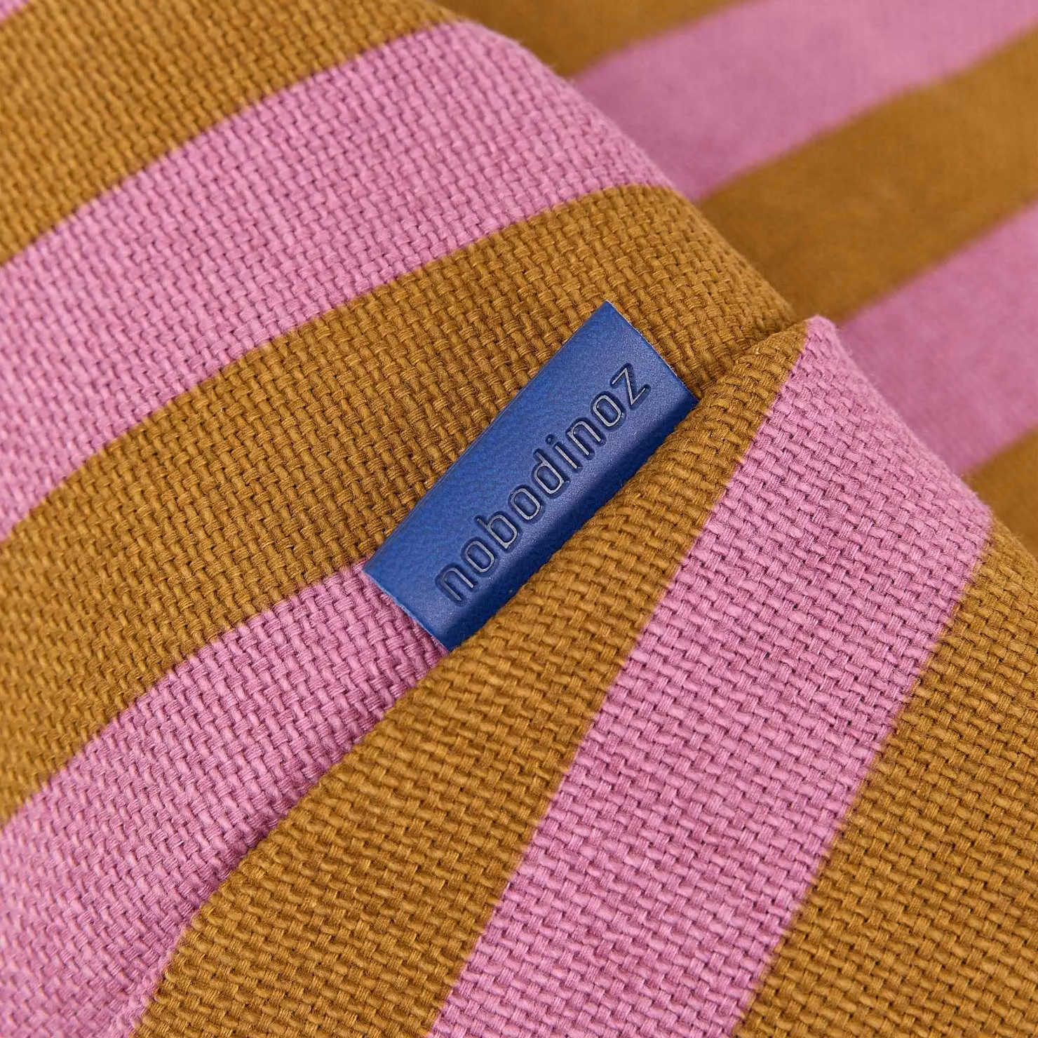 Nobodinoz Bliss Long Beanbag in Pink and Brown Stripes – 2