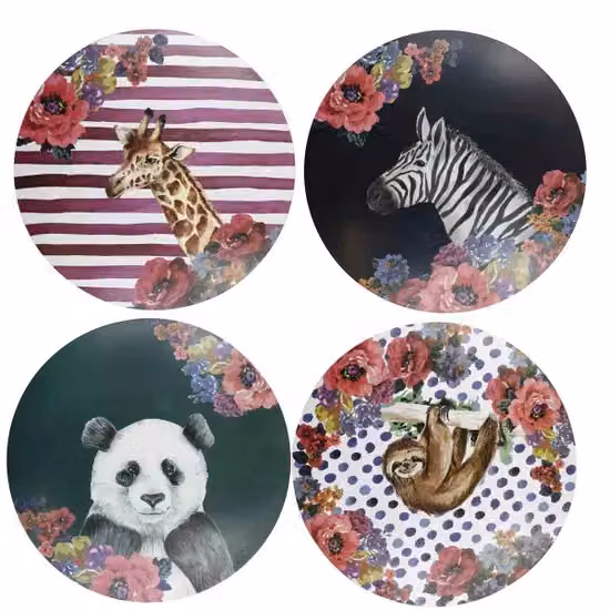 Mikasa Wild at Heart Set of 4 Round Cork Placemats, Multicolour, Diameter: 29 cm – 9