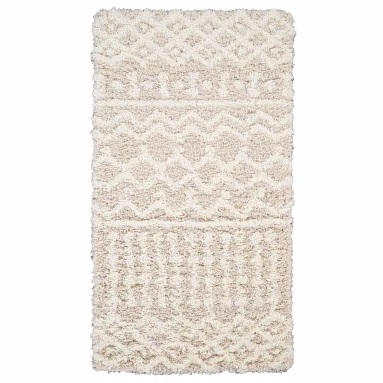 Livabliss Urban Geometric Shag Rug in Beige, Blue, Pink and Grey, W/D/H: 160 x 220 cm