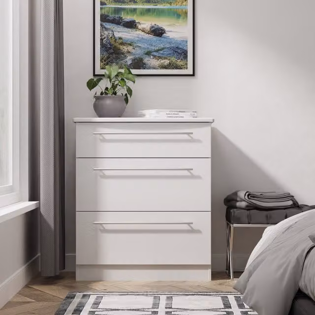 Sherwood Ready Assembled 3 Drawer Deep Chest in Grey Matt