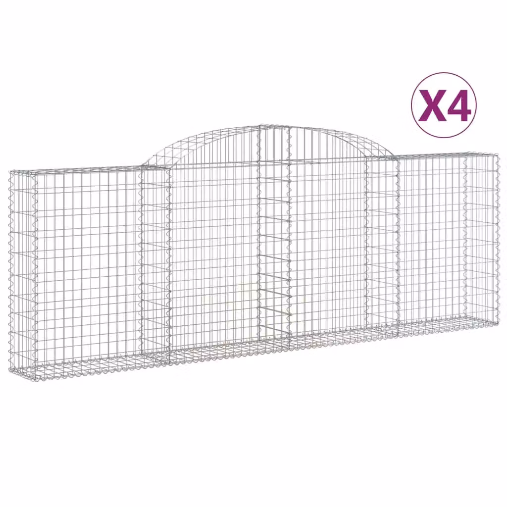 Berkfield Home Arched Gabion Baskets, 4 Piece Set, Silver Galvanised Steel, W: 300 cm, D: 30 cm, H: 100/120 cm – 2