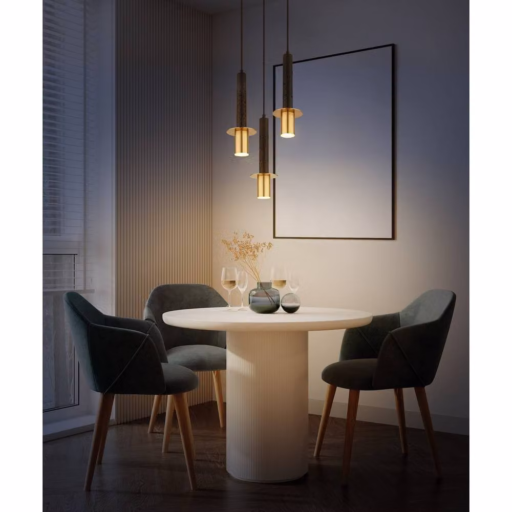 Netlighting Shanna Cluster Pendant Ceiling Light in Matt Black and Brass with 3x GU10 LED Bulbs – 4