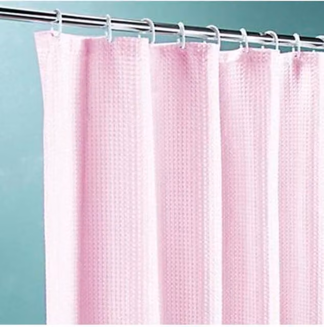 KDMD Waterproof Quick Dry PEVA Shower Curtain with Hooks, Pink, W: 180 cm, H: 220 cm