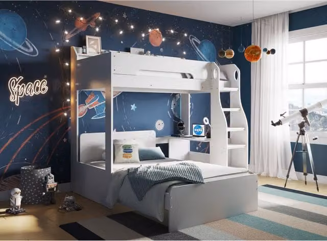 Flair Cosmic L Shaped Triple High Sleeper Bunk Bed in White