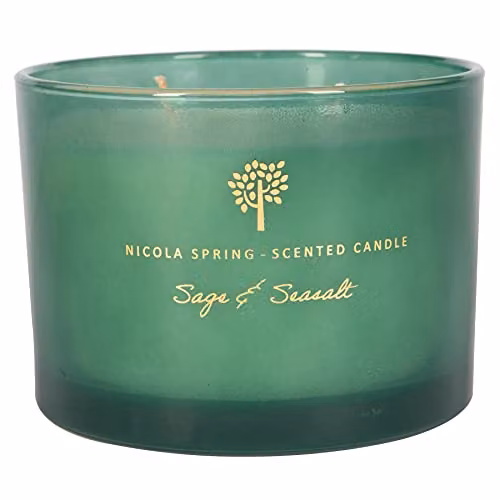 Nicola Spring Sage & Seasalt Scented Soy Wax Candle, 350g, Green