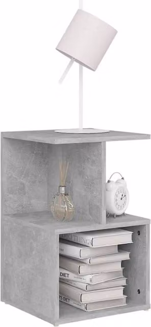 Berkfield Home Elegant Bedside Cabinet in Concrete Grey, W/D/H: 35 x 35 x 55 cm
