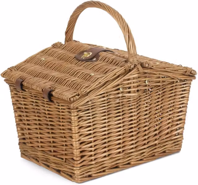 Red Hamper Wicker Slope-Sided Light Steamed Basket in Brown with Lid W: 40.0 cm, D: 22.0 cm, H: 29.0 cm