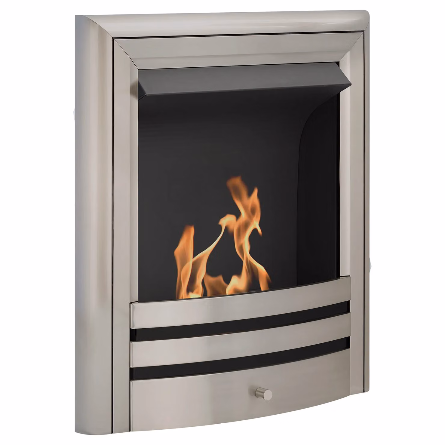 Acantha Fires & Fireplaces Vela Bio Ethanol Fire in Brushed Steel, Grey, W: 63.5 cm, D: 56.0 cm – 2