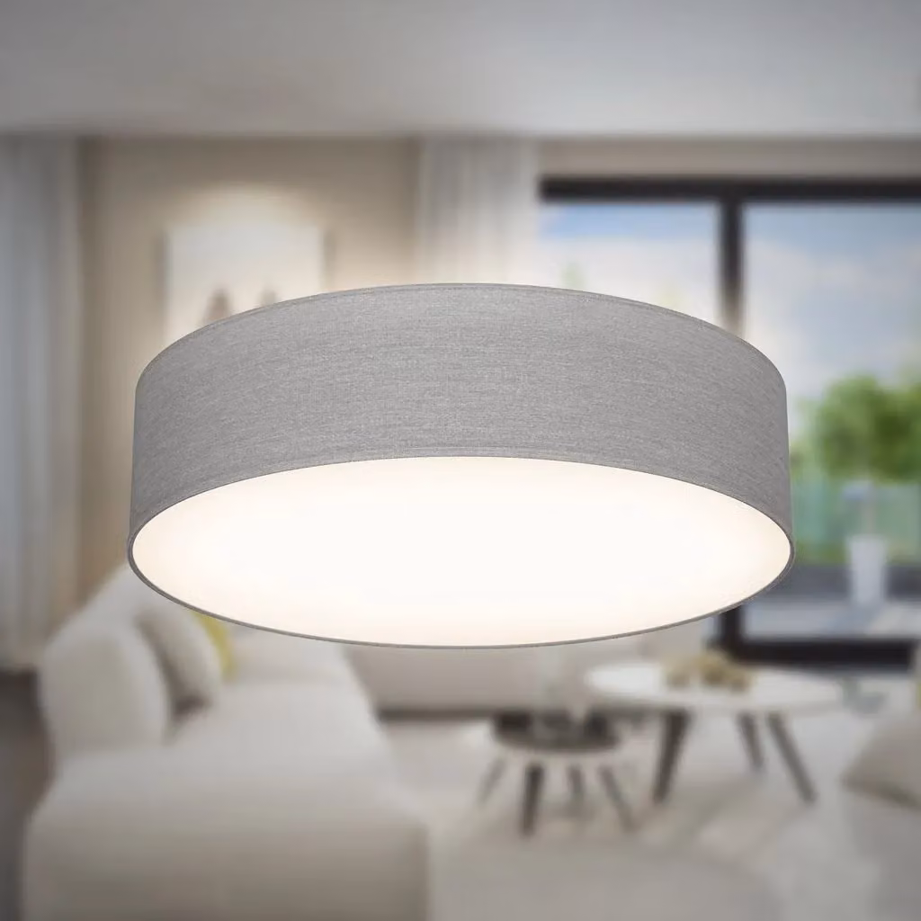 B.K.Licht Modern Fabric Cylinder Ceiling Light in Beige and White, 2 x E27 40W – 2