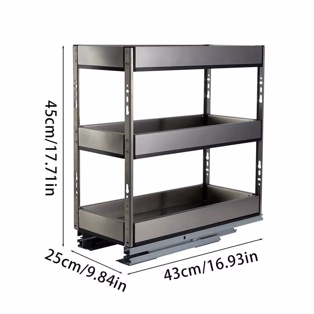 PAWNORA Silver Aluminum Pull Out Kitchen Basket, Width: 25 cm – 2