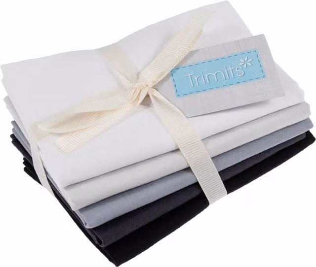 Trimits Monochrome Fat Quarter Cotton Fabric Pack in Multicolour and White