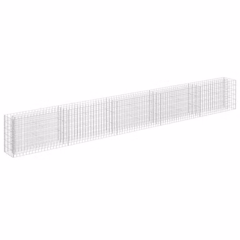 Berkfield Home Silver Galvanised Steel Stone Gabion Raised Bed W/D/H: 450 x 30 x 60 cm