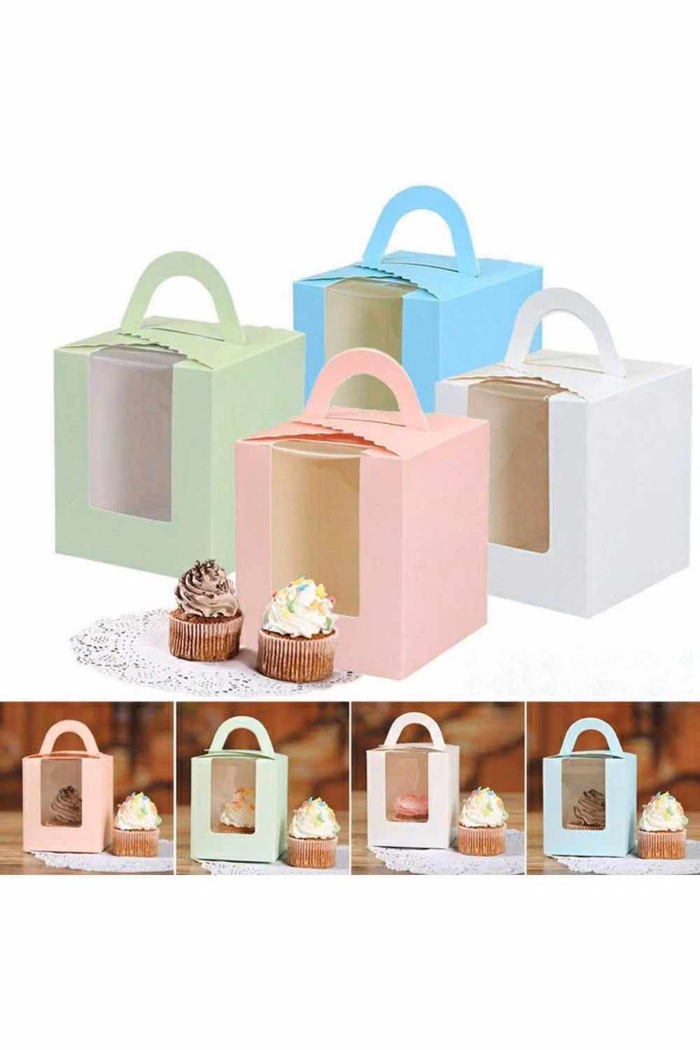 KDMD 20pcs Green Single Cupcake and Muffin Candy Boxes with Clear Window – 2