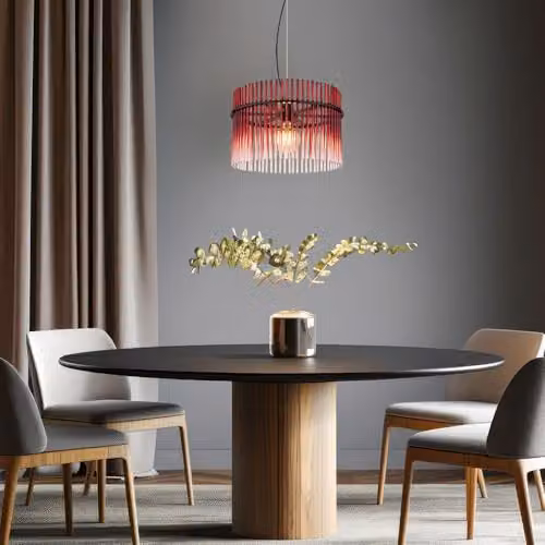 Globo Lighting Blackberry Red and Black Glass Rods Pendant Lamp, D x H: 40 x 150 cm – 2