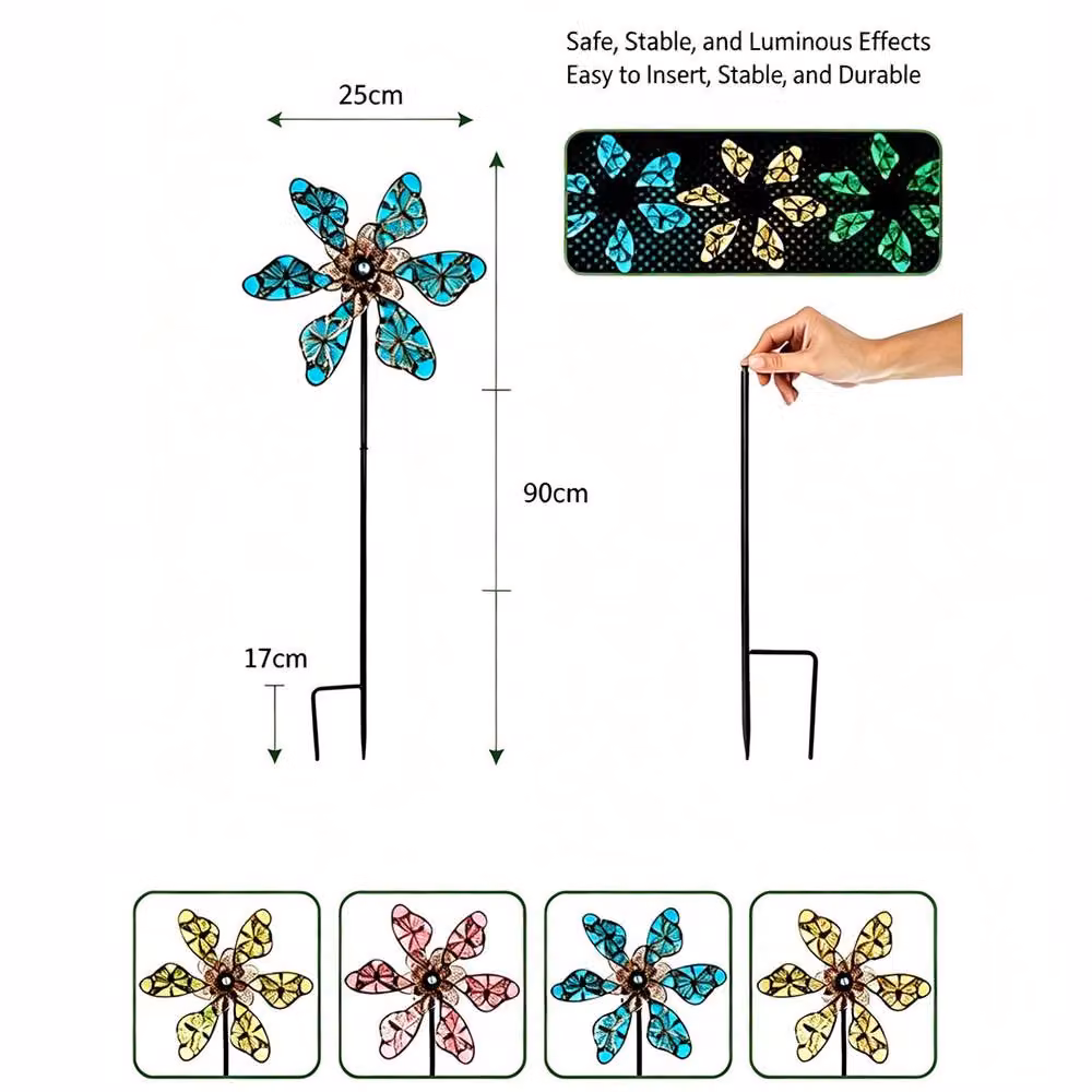 Quipulse Glow-in-the-Dark Butterfly Windmill in Green Metal – 5