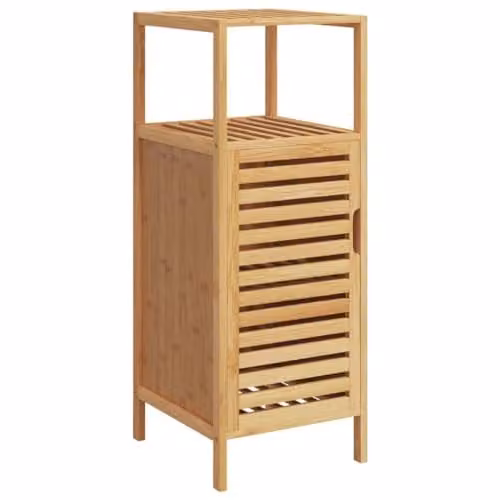 vidaXL Bamboo Bathroom Cabinet in Brown with Hinged Doors and Internal Shelves, W/D/H: 33 x 33 x 87 cm – 1