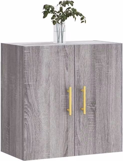 Berkfield Home Wall Mounted Grey Sonoma Cabinet with Hinged Doors and Internal Shelves W/D/H: 60 x 31 x 60 cm