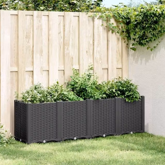 Berkfield Home Black Plastic Garden Planter Tub W: 160 cm, D: 40 cm, H: 53 cm – 1