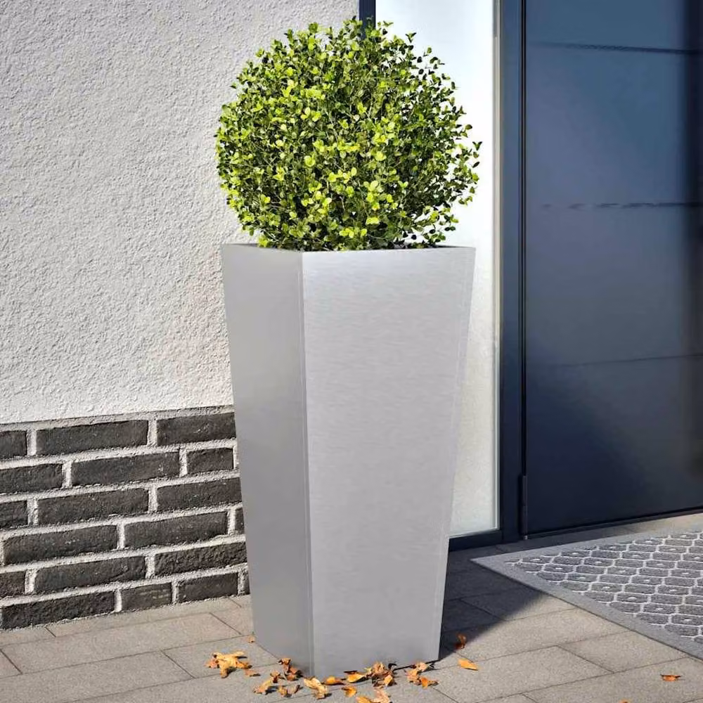 Berkfield Home Garden Galvanised Steel Planter Tubs, Grey, 2 Pack, W/D/H: 35 x 35 x 75 cm – 1