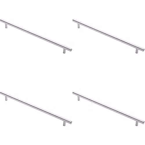 Loops 4 Pack Round T-Bar Cabinet Pull Handles in Chrome, W: 348 mm, D: 12 mm, Fixing Centres: 288 mm