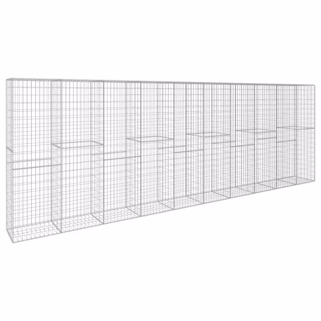 Berkfield Home Silver Galvanised Steel Gabion Wall with Cover, W: 600 cm, D: 50 cm, H: 200 cm – 2