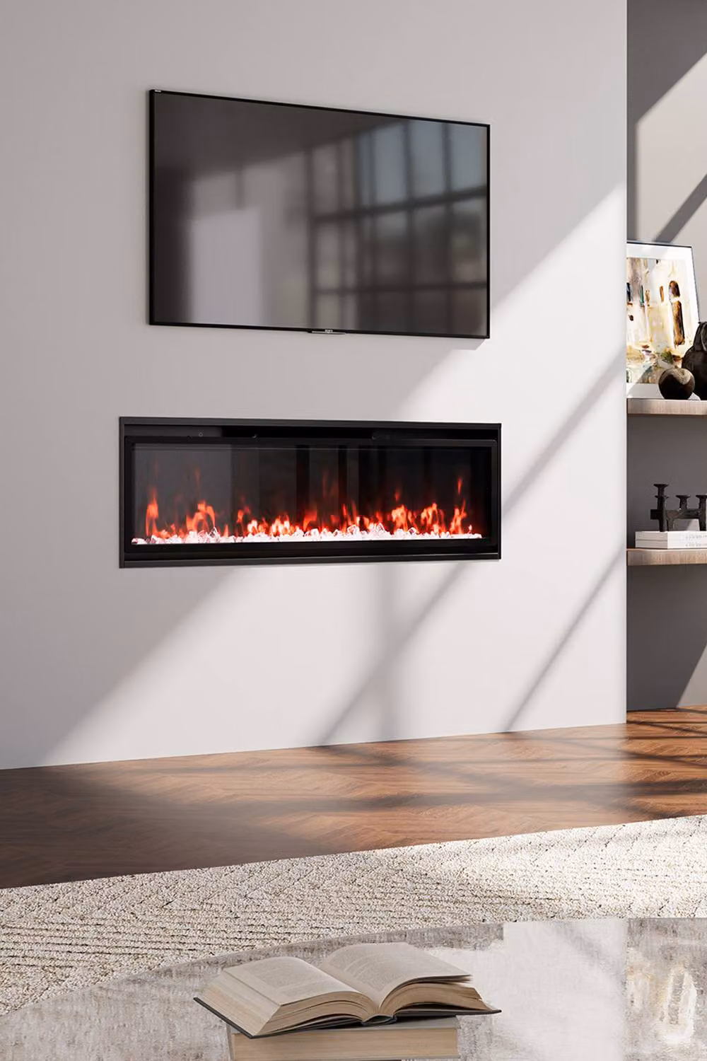 Living and Home 40 inch Wall Mounted Electric Fireplace with Remote Control, Black – 2
