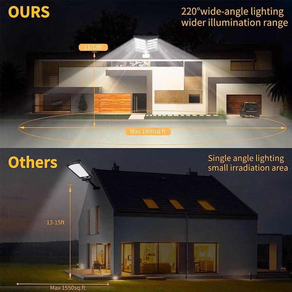 FLAVORA 6000W LED Solar Street Light with PIR Motion Sensor in Black – 4