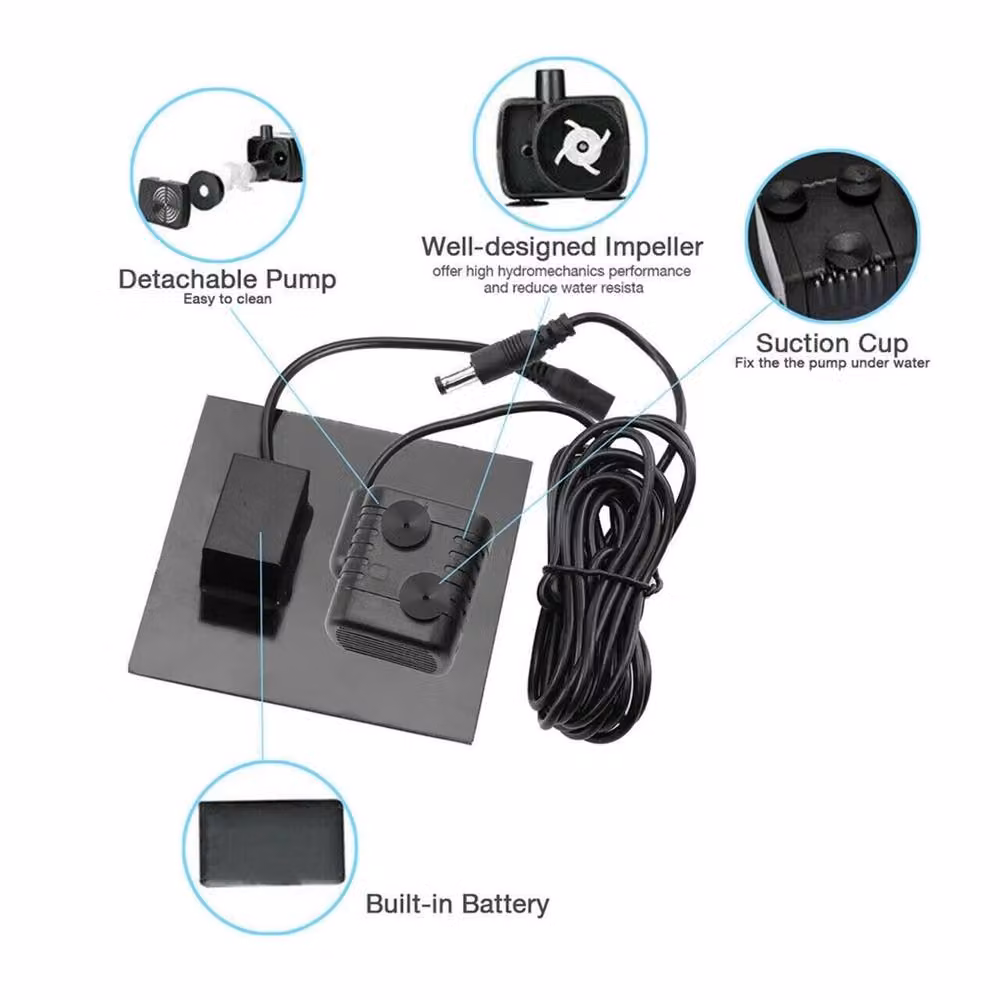 FLAVORA Solar Powered Pond Pump Fountain for Garden and Aquarium, Black, W/D/H: 100 x 100 x 100 cm – 2