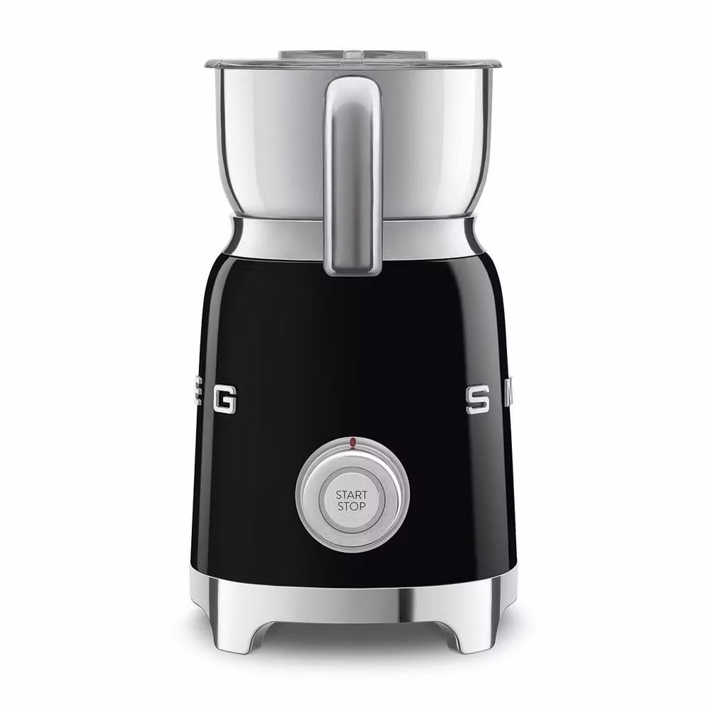 Smeg 50s Style Electric Conical Burr Coffee Grinder and Milk Frother with Removable Stainless Steel Tank in Black – 2