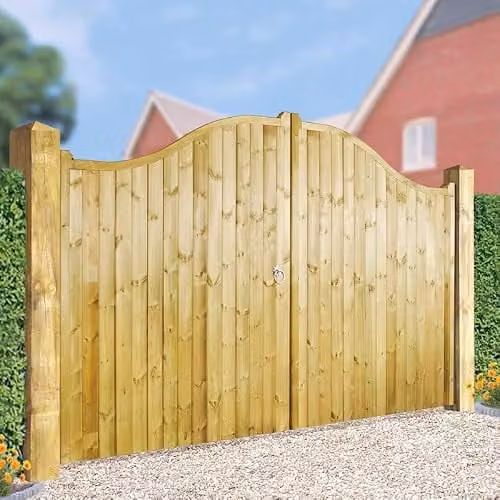 Burbage Iron Craft Drayton Tall Shaped Top Double Swing Gate in Brown, W: 360 cm, H: 180 cm