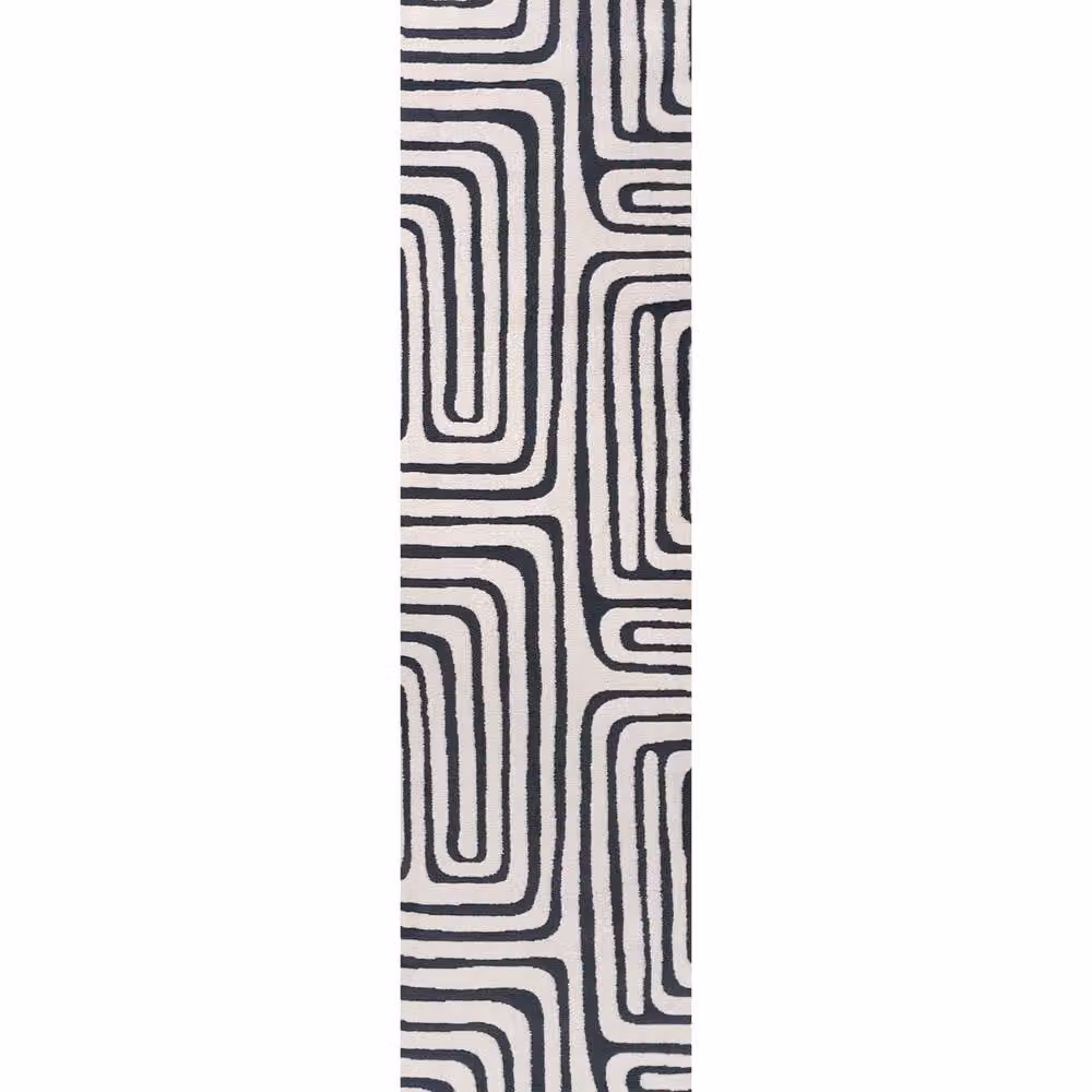 THE RUGS Loft Curved Line Navy Blue Soft Pile Area Rug, W: 80 cm, L: 150 cm – 8