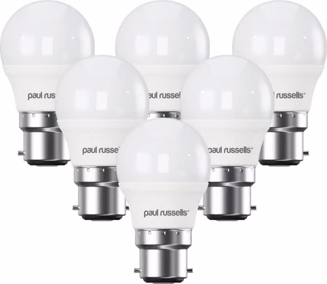 Paul Russells 5.5W Dimmable LED Golf Bulb, B22, 470lm, 2700K Warm White