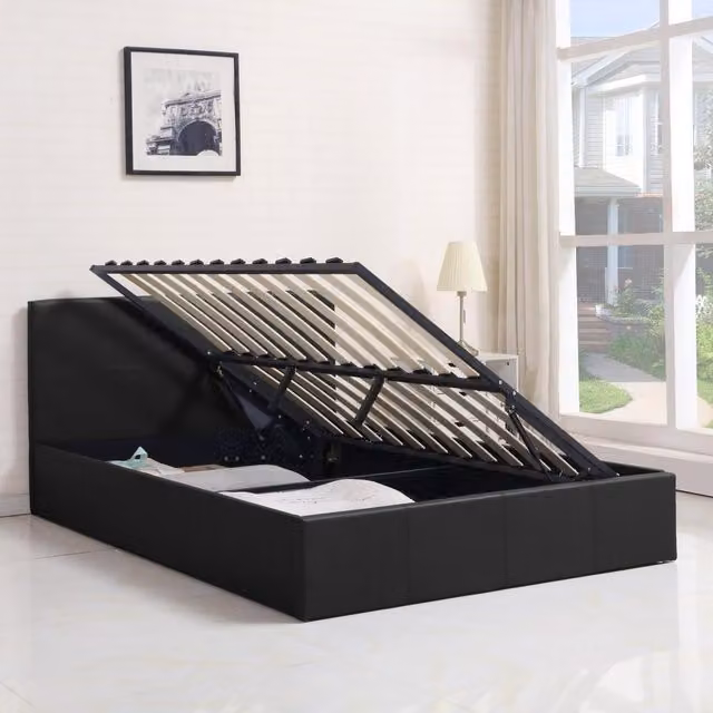 Kosy Koala Black Synthetic Leather Single Ottoman Storage Bed with Side Lift W/D/H: 100 x 200 x 33.47 cm – 9