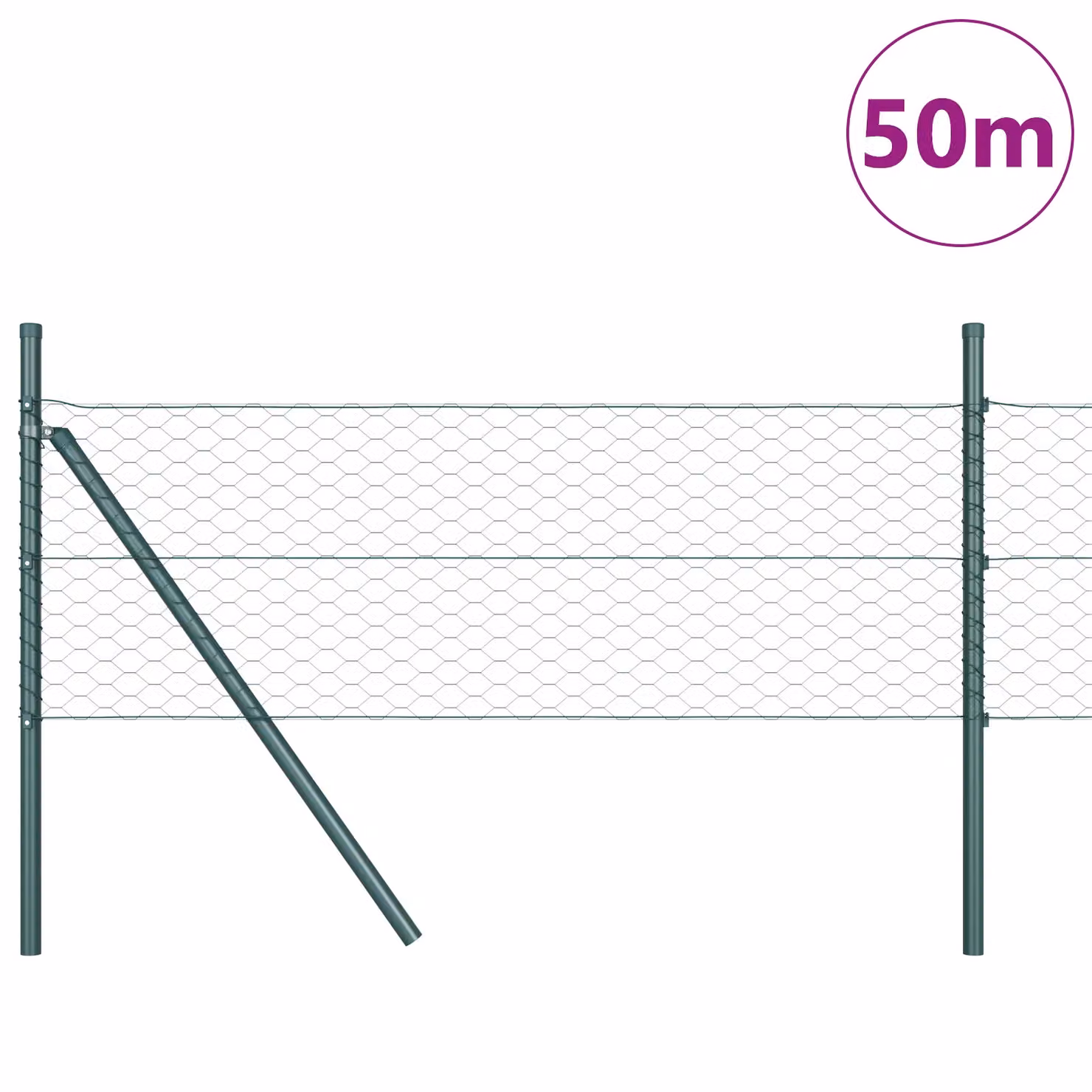 Berkfield Home Green PVC Coated Steel Hexagon Fence, W: 0.5 m, L: 50 m – 3
