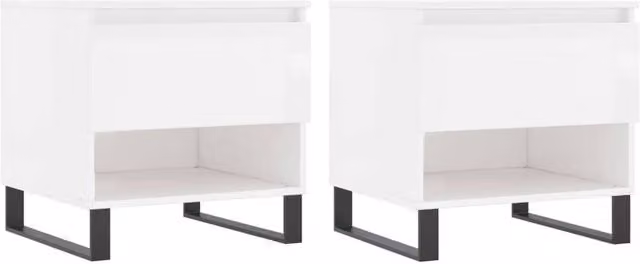 Berkfield Home Set of 2 Modern High Gloss White Square Coffee Tables, W/D/H: 50 x 46 x 50 cm – 1