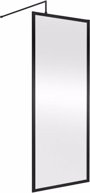 Balterley Single Panel 8mm Glass Wetroom Screen and Support Bar in Black, Width: 80 cm – 1