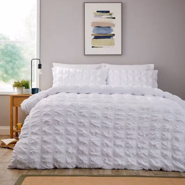 New Edge Blinds Soho Duvet Cover in White, W: 140 cm, H: 200 cm