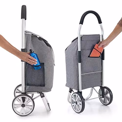 Metaltex Folding Shopping Trolley, Grey, 45 Litres – 3