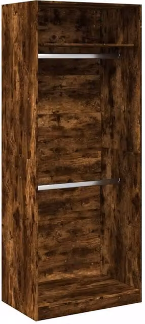 Berkfield Home Smoked Oak Wardrobe in Brown, W/D/H: 80 x 50 x 200 cm
