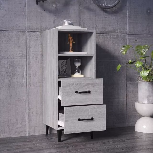 Berkfield Home Grey Sonoma Modern Sideboard in Engineered Wood W/D/H: 34.5 x 34 x 90 cm