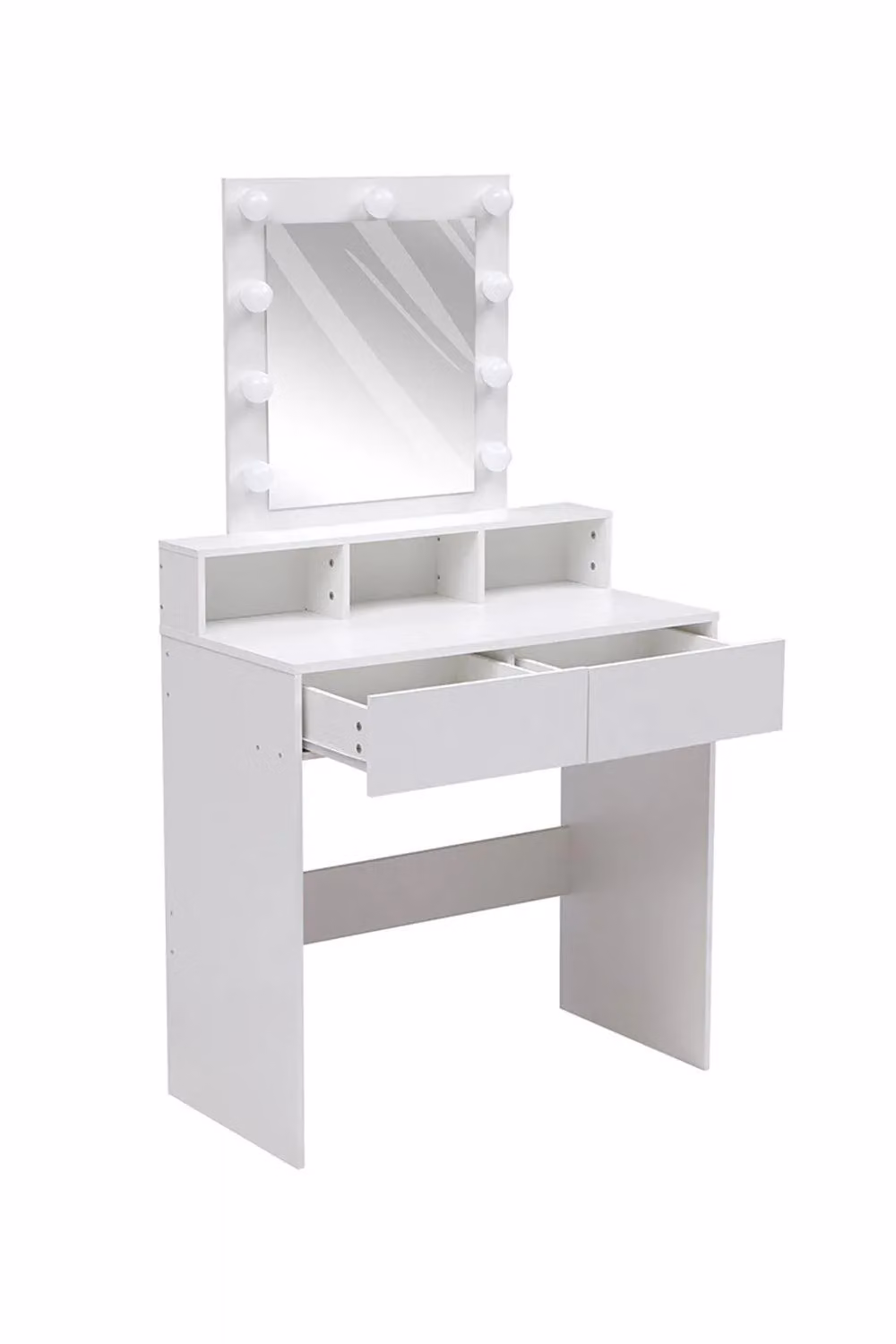 H&O Direct Hollywood LED Makeup Dressing Table in Matt White, W: 145.0 cm, D: 80.0 cm, H: 145.0 cm – 2