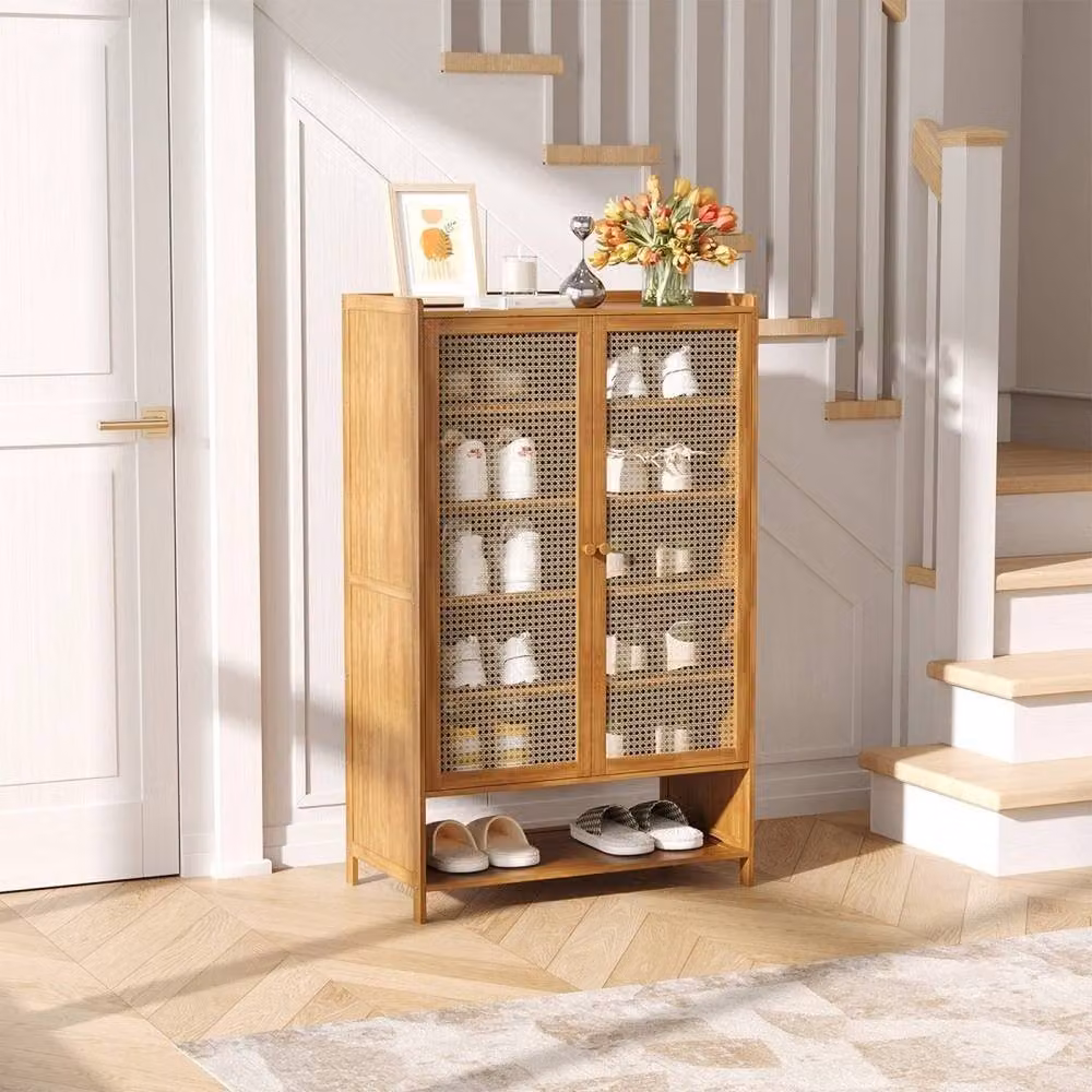 NESTLUNE 7-Tier Dustproof Shoe Storage Cabinet in Brown, W/D/H: 100 x 15 x 95 cm – 3