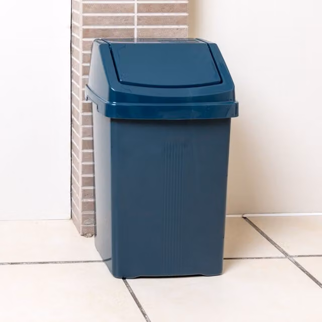 Wham 8L Plastic Swing Top Waste Bin in Blue