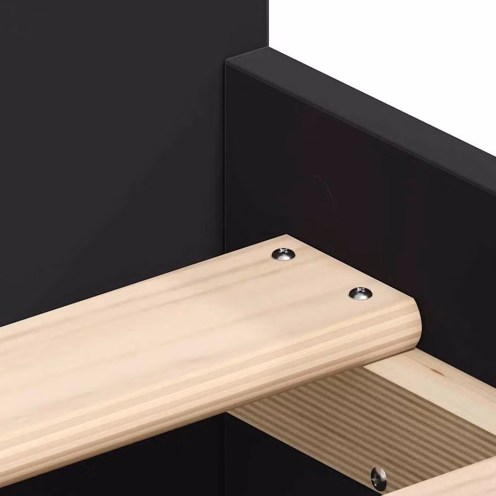 Berkfield Home Modern Single Bed Frame with Headboard, Footboard and Drawers, Black, W/D/H: 90 x 190 cm – 4