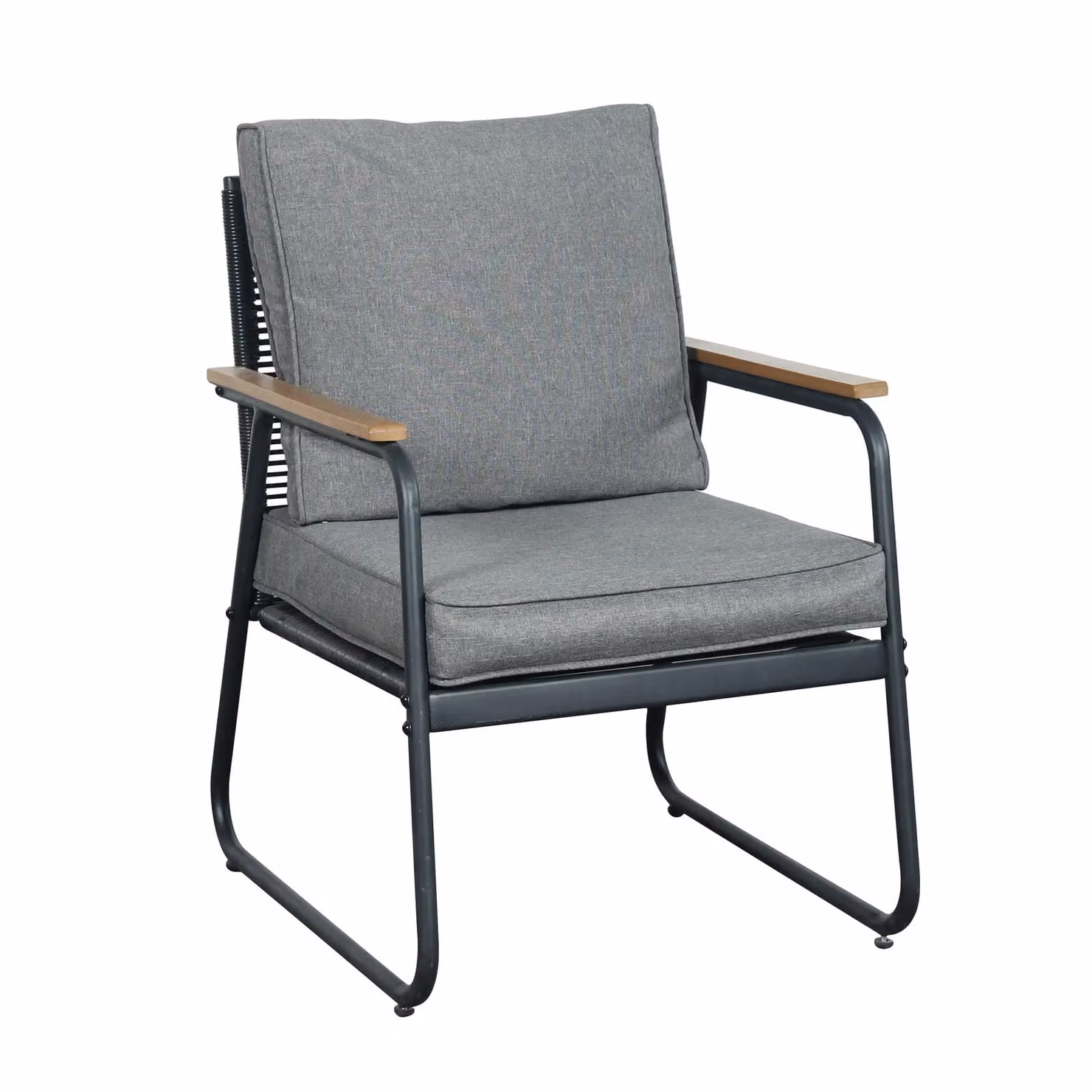 Outdoor Living Kendal Modern 4 Piece Garden Conversation Set in Black with Grey Upholstered Cushions – 3
