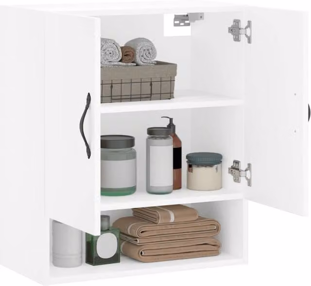 Berkfield Home White Wall Mounted Cabinet with Hinged Doors and Internal Shelves, W/D/H: 60 x 31 x 70 cm – 1