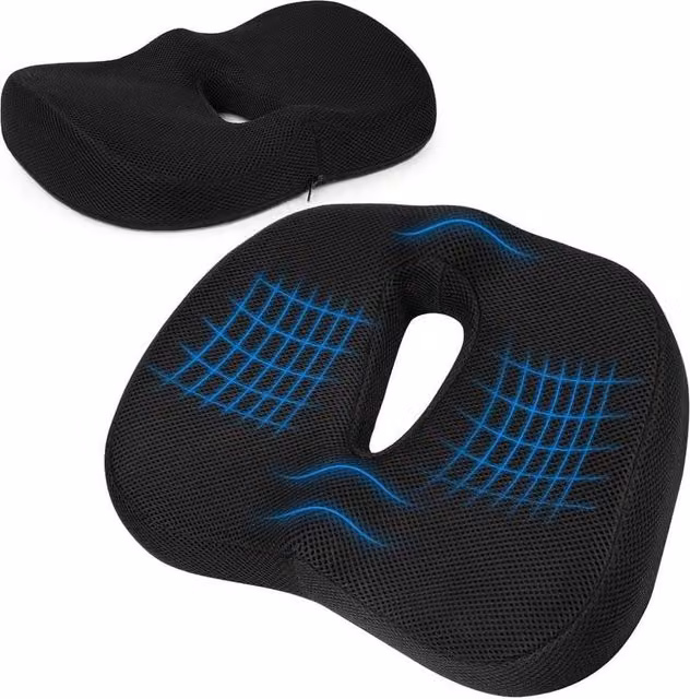 NESTLUNE Orthopaedic U-Shaped Memory Foam Seat Cushion in Black, W/D: 120 x 90 cm – 1